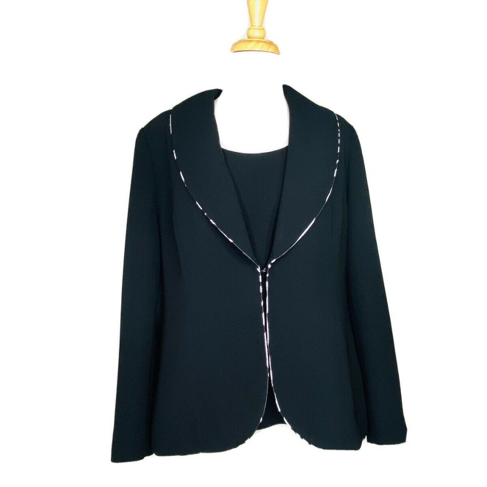 Tally Taylor Two Piece Blazer and Top Set, Fully Lined Black Womens Size 12